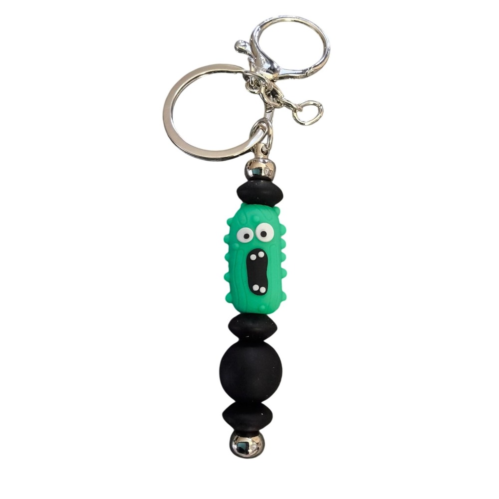 Beaded Screaming Pickle Keychain or Bag Charm